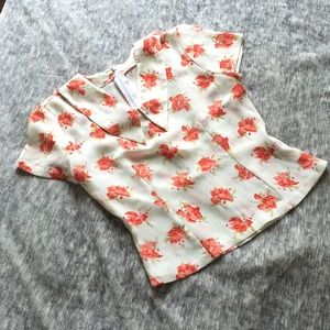 Vintage 1970s Collared Floral Blouse Size XS - S